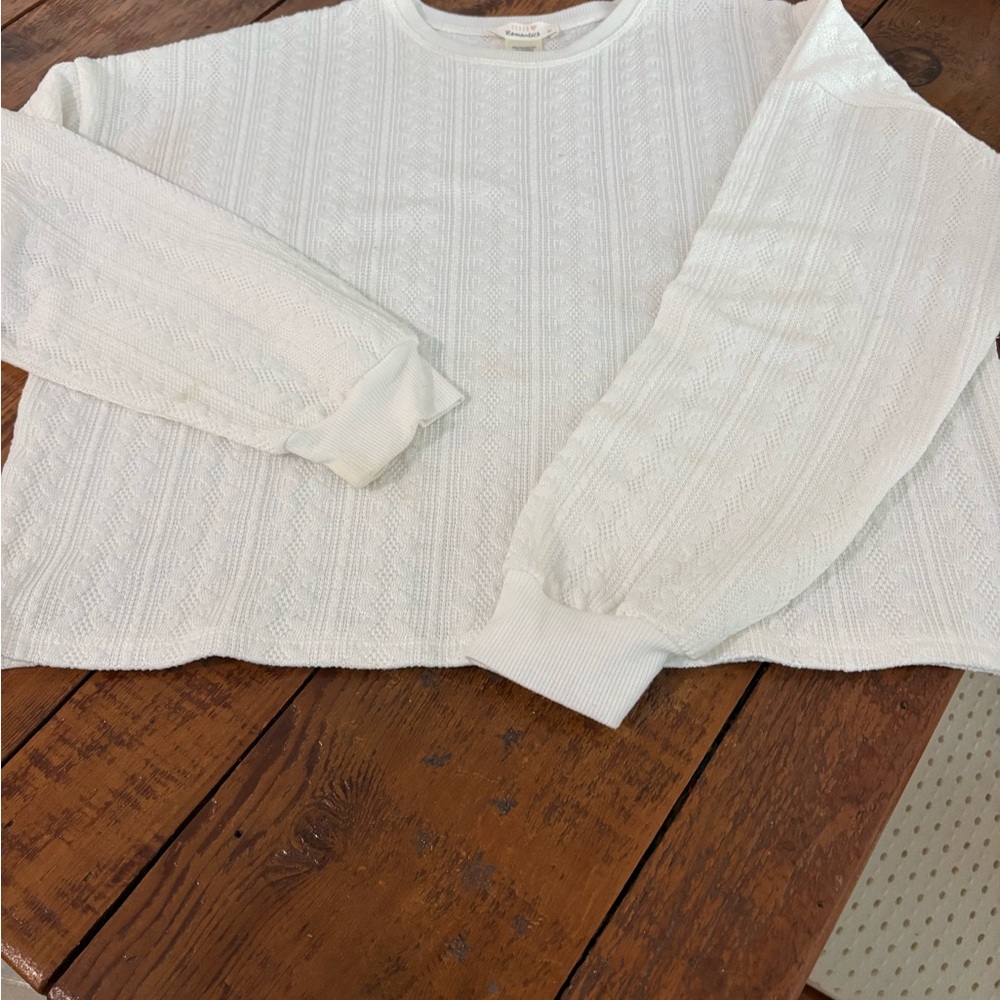 URBAN Romantics Cream Textured Crew Neck Sweater
